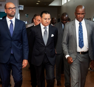 Chairman Kamel Ghribi; Angelino Alfano, President of Gruppo San Donato, Italy; Alfred Madigele, Minister Health and Wellness, Botswana.