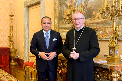 Chairman Kamel Ghribi; Pietro Parolin Cardinal, Secretary of State of the Holy See.