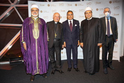 Chairman Kamel Ghribi with Imam Badri Madani Imam of the Mosque of Palermo, Monsignor Vincenzo Paglia President of the Pontifical Academy for Life, Imam Nader Akkad Imam of the Islamic Cultural Center of Italy and Great Mosque of Rome, Rabbi Riccardo Di Segni Chief Rabbi of the Jewish Community of Rome