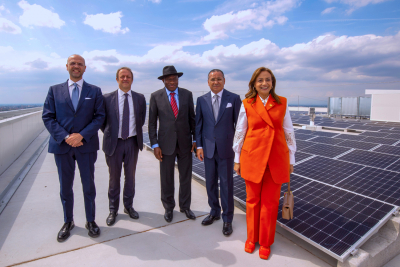 Chairman Kamel Ghribi with Angelino Alfano President of Policlinico San Donato, Italy, Amani Abou-Zeid African Union Commissioner for Infrastructure and Energy, Goodluck Ebele Jonathan Former President of the Federal Republic of Nigeria