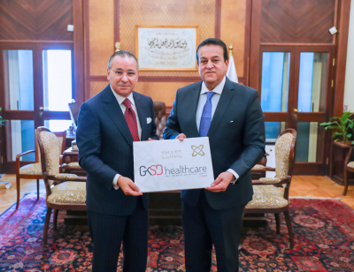 Chairman Kamel Ghribi with H.E. Dr. Khaled Abdel Ghaffar, Egyptian Minister of Health