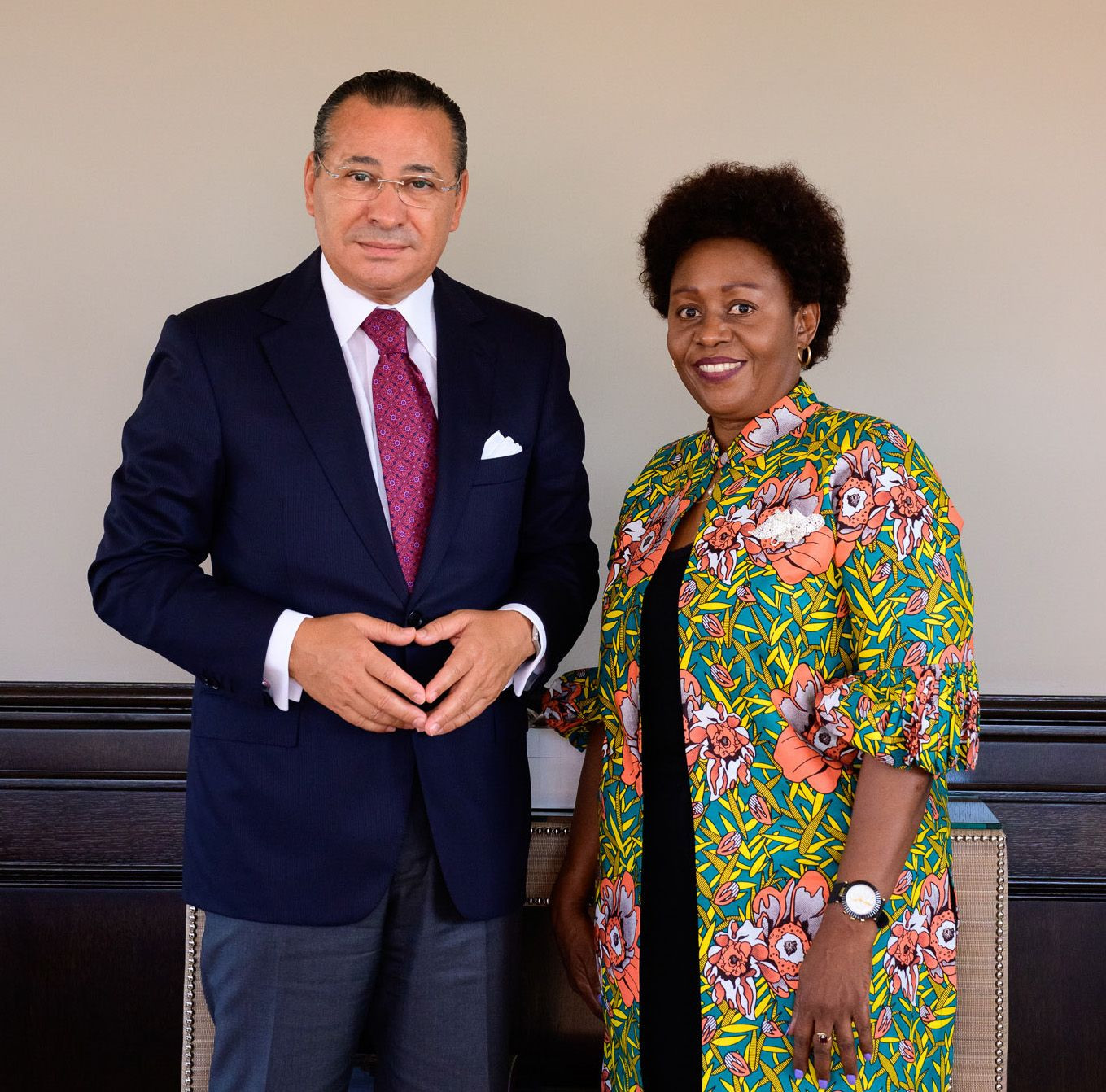 Chairman Kamel Ghribi; Jackline Yonga, Ambassador of Kenya, Italy.