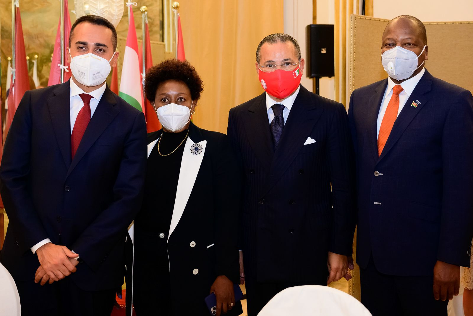 Chairman Kamel Ghribi; Luigi Di Maio, Minister of Foreign Affairs and International Co-Operation, Italy; Jackline Yonga, Ambassador of Kenya, Italy; Mutahi Kagwe, Minister of Health, Kenya.