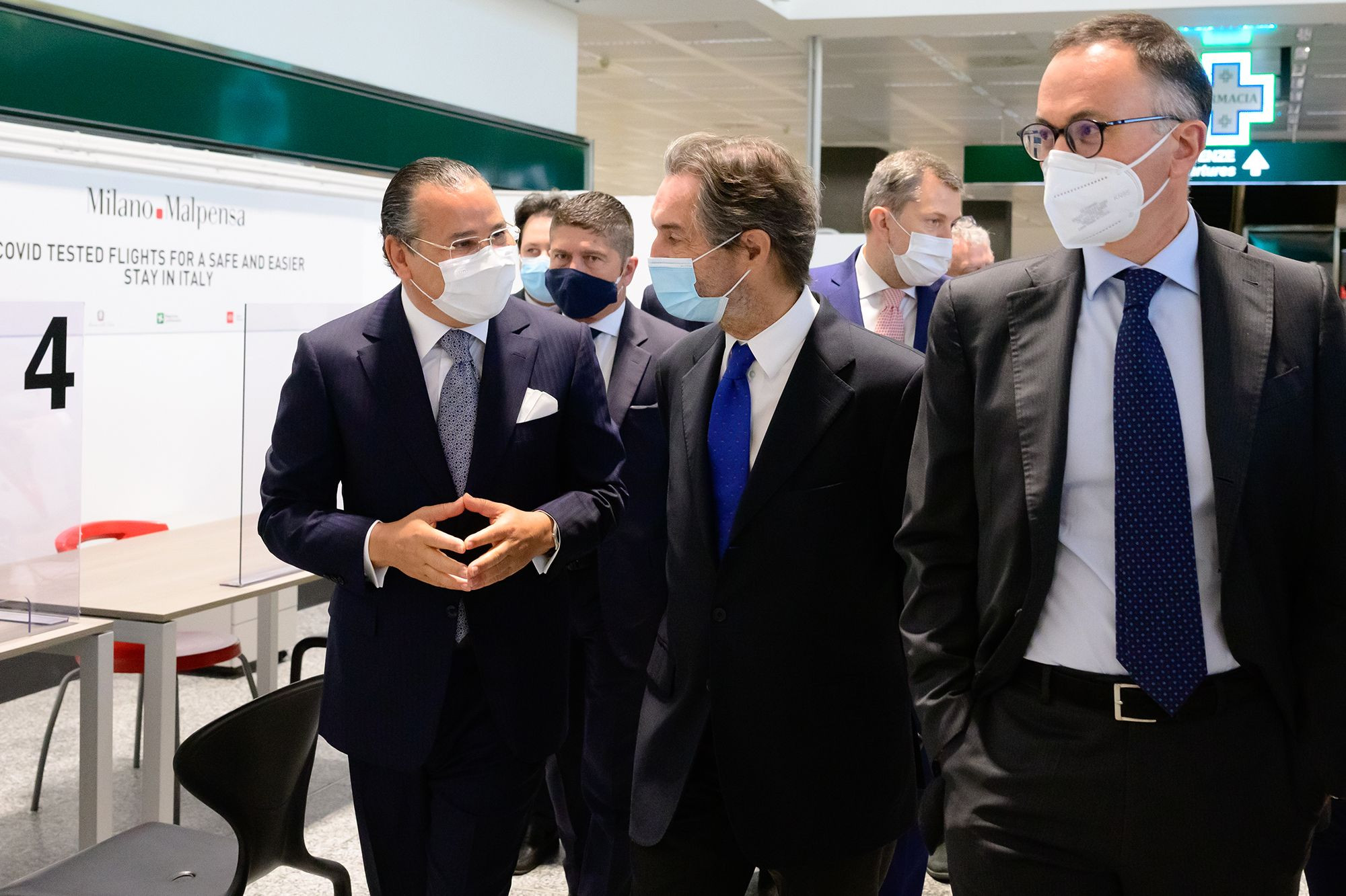 Chairman Kamel Ghribi; Attilio Fontana, President of Lombardy Region, Italy; Armando Brunin, CEO SEA Group, Italy.