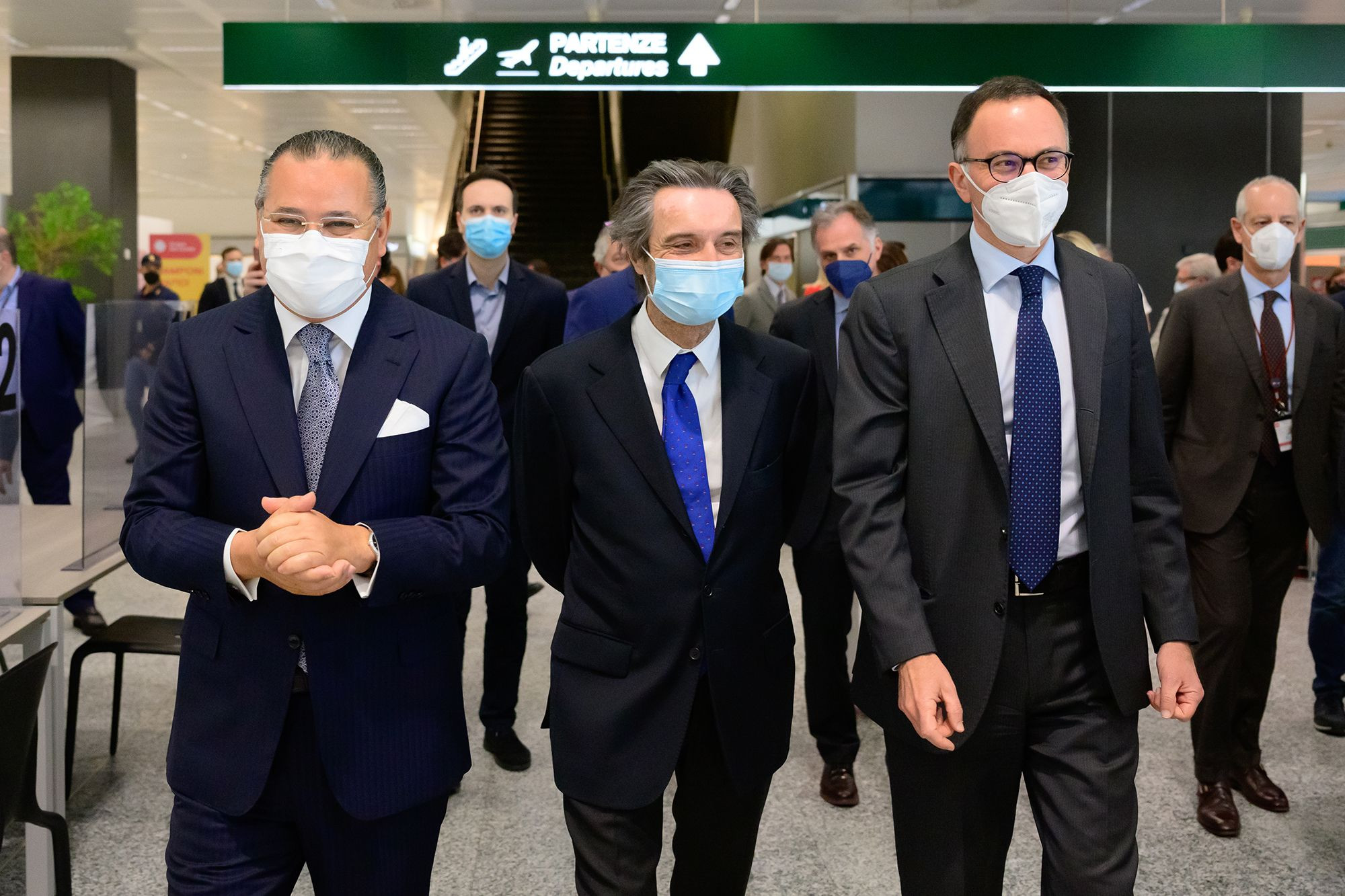 Chairman Kamel Ghribi; Attilio Fontana, President of Lombardy Region, Italy; Armando Brunin, CEO SEA Group, Italy.