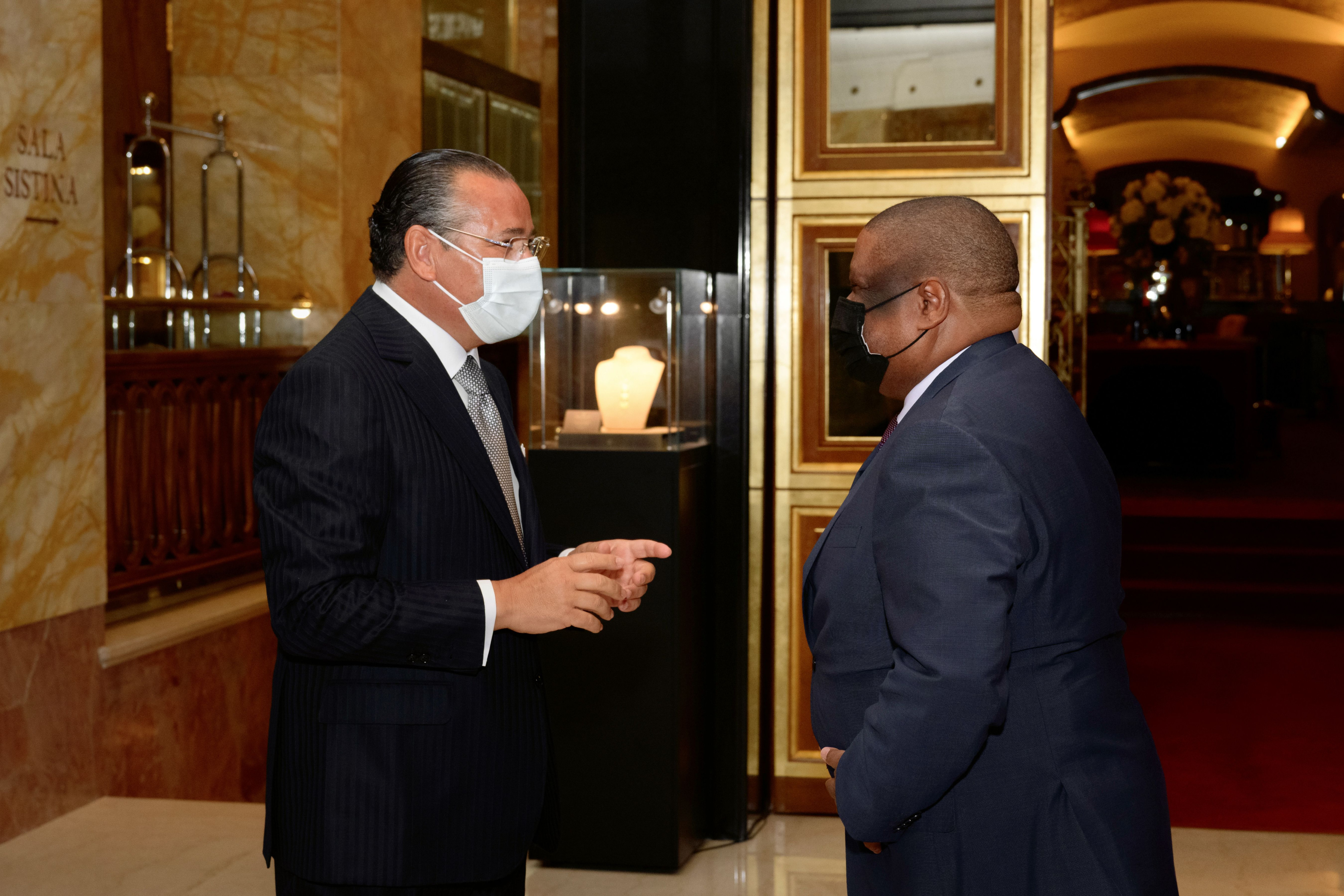 Chairman Kamel Ghribi; H.E. Cesar Francisco de gouveia jr. Ambassador of  Mozambique to Italy.