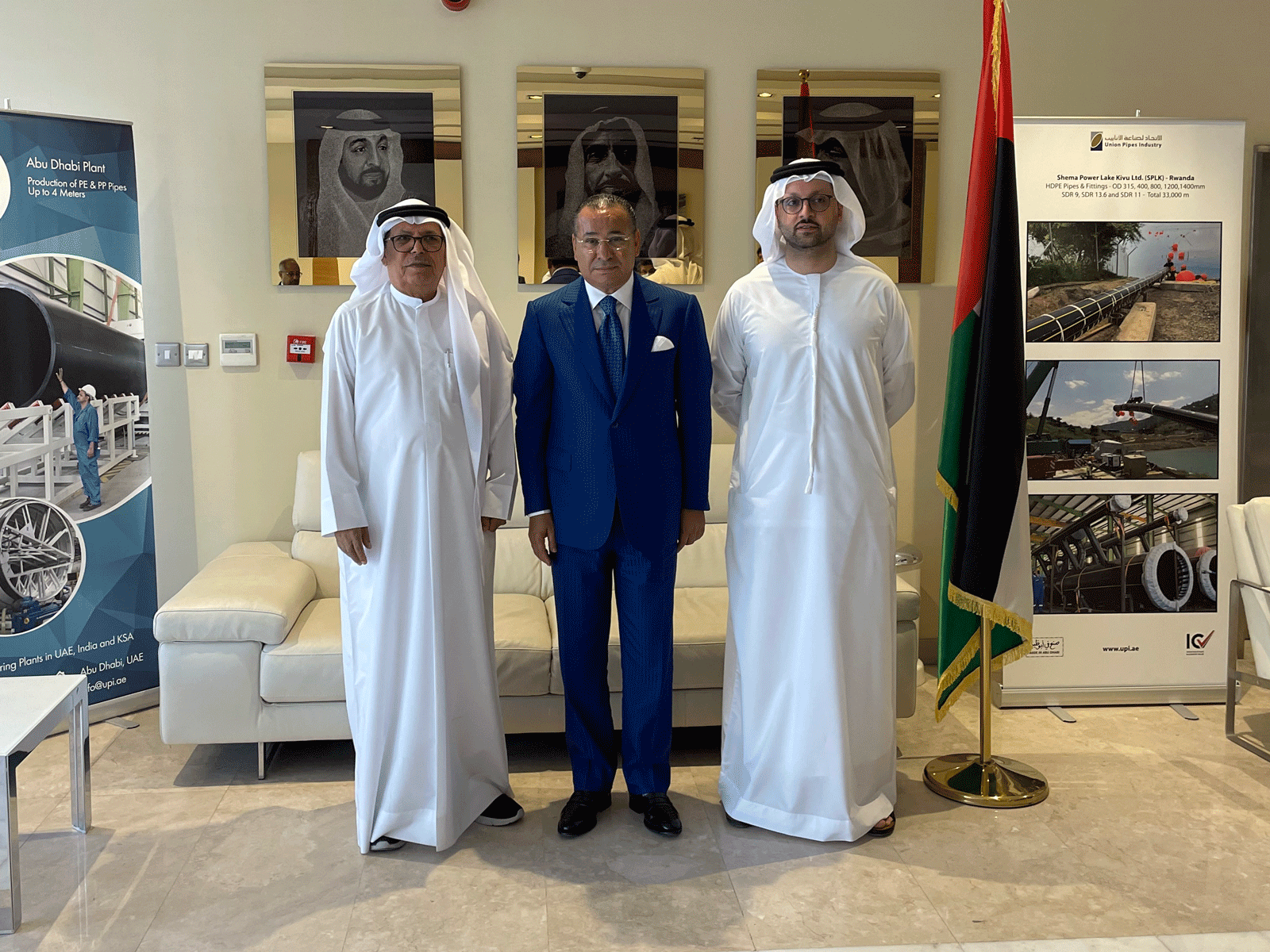 Chairman Kamel Ghribi; H.E. Qasim A. Al Sharafi, Chairman and CEO of Al Sharafi Group; H.E. Ahmed Al Sharafi, Operation Manager of Gulf Contractors.