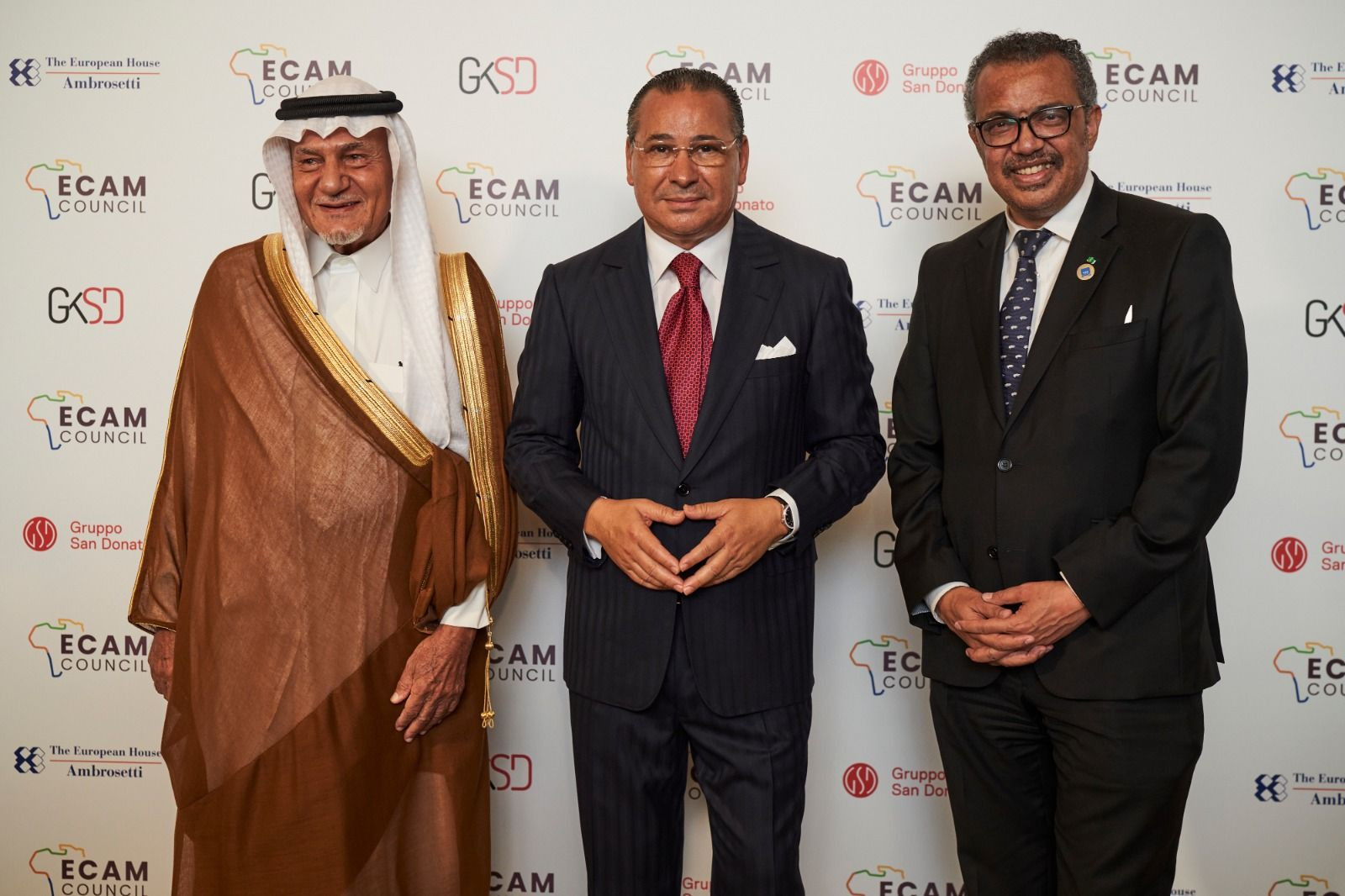 Chairman Kamel Ghribi with H.E. Turki bin Al Faisal Al Saud, Chairman, King Faisal Center for Research and Islamic Studies, Kingdom of Saudi Arabia and H.E. Tedros Adhanom Ghebreyesus, Director General, World Health Organization.