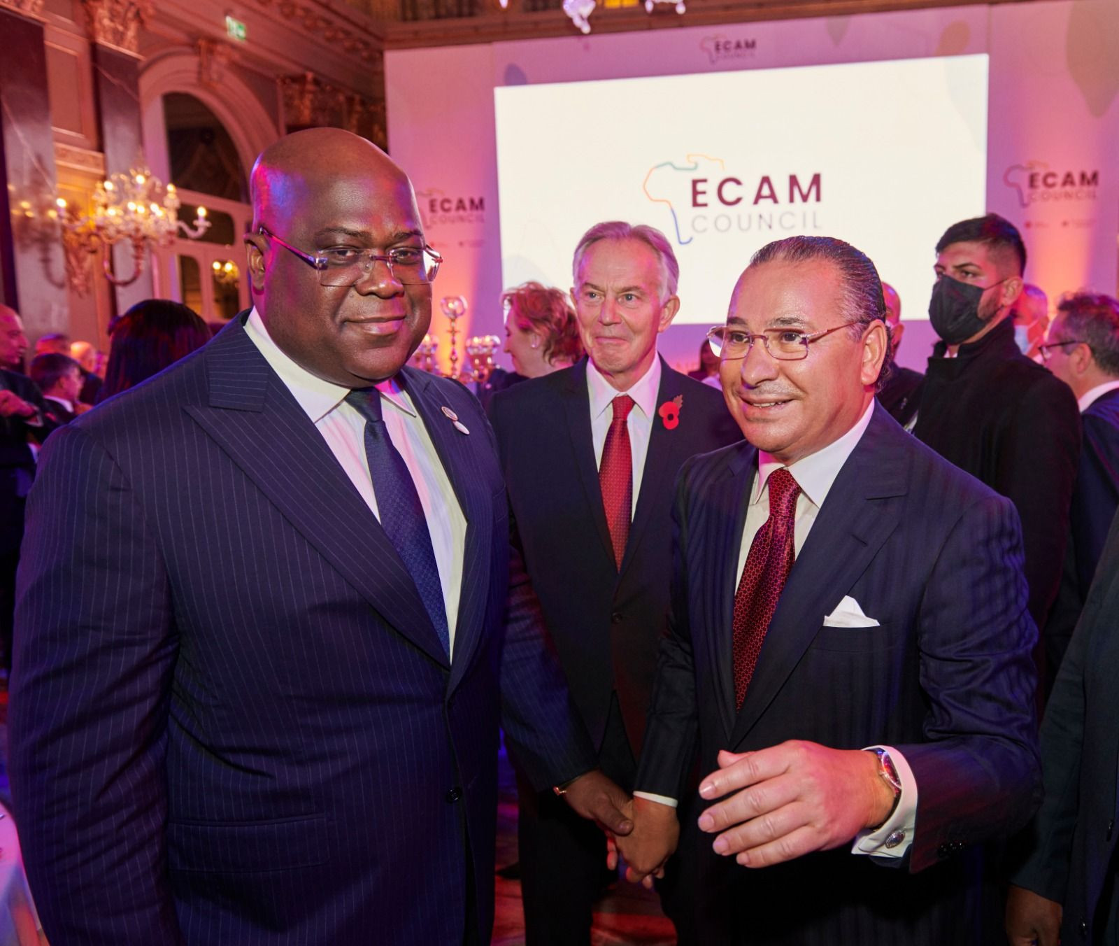 Chairman Kamel Ghribi with H.E. Tony Blair, Executive Chairman, Institute for Global Change, H.E Félix Tshisekedi, President, Democratic Republic of the Congo.