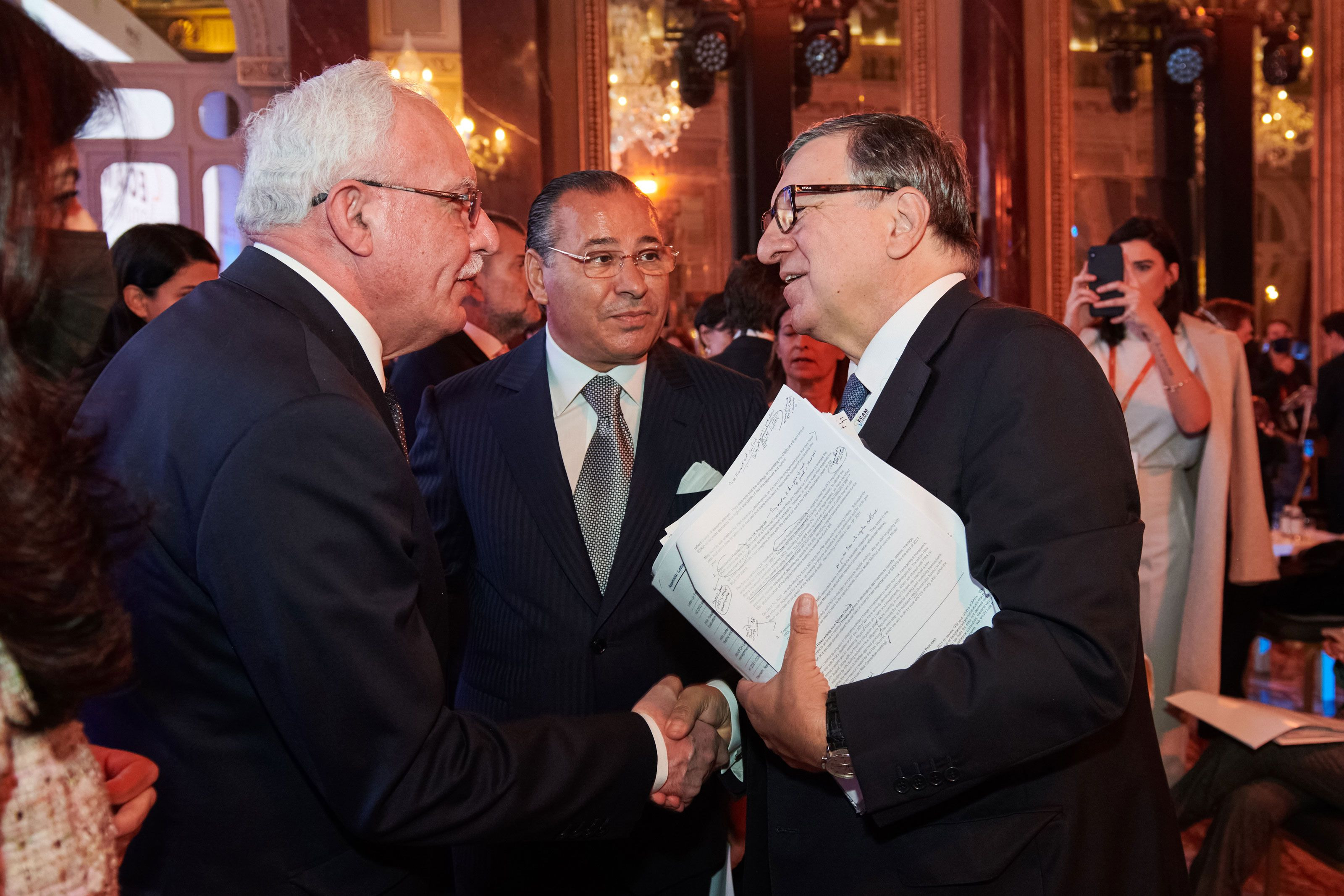 Chairman Kamel Ghribi with H.E. Riyad Al-Maliki, Minister of Foreign Affairs, State of Palestine; H.E. Josè Barroso, President, Gavi.