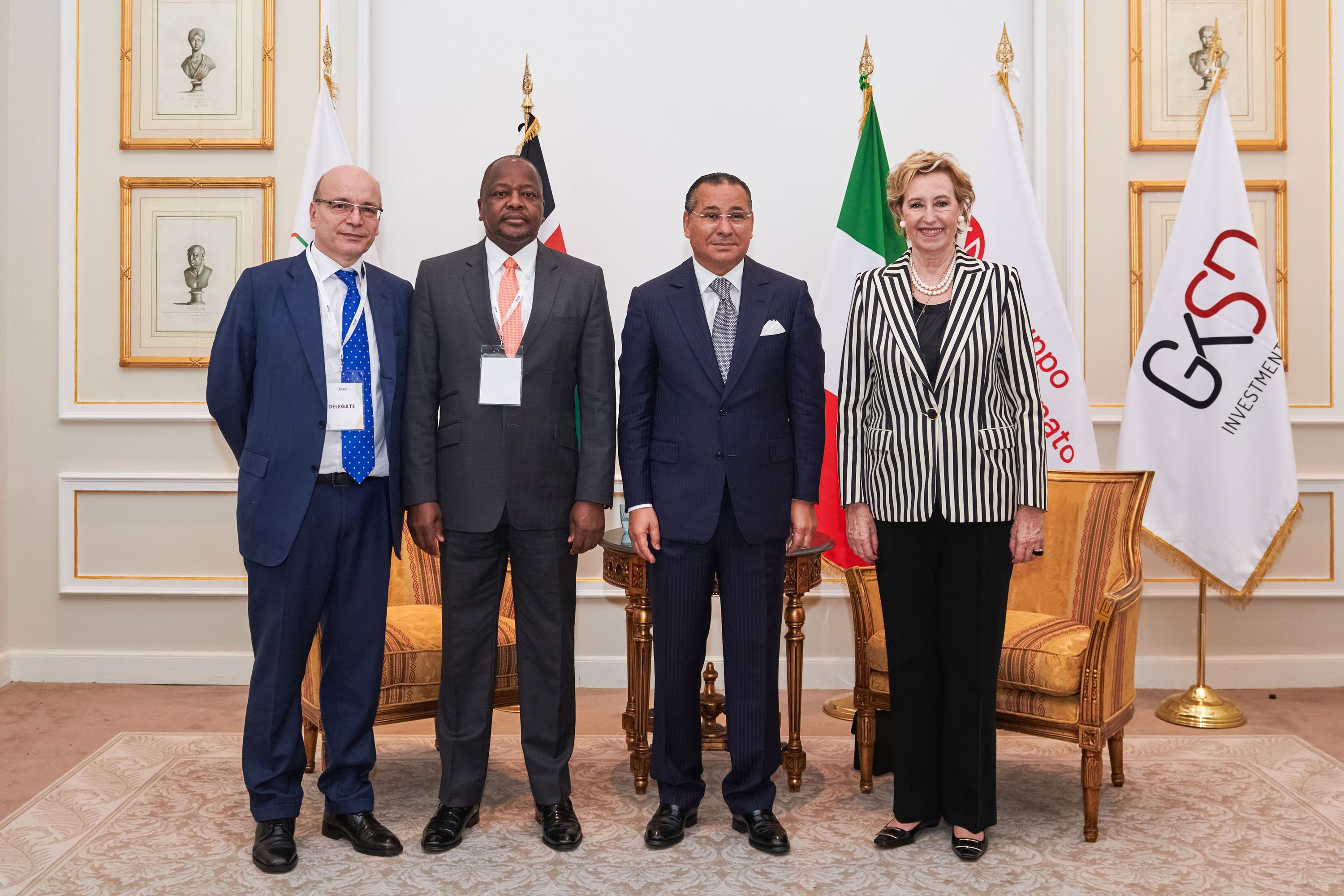 Chairman Kamel Ghribi with H.E. Mutahi Kagwe, Cabinet Secretary For Health, Republic Of Kenya; Letizia Moratti, President, E4Impact; Vice President And Regional Minister Of Welfare, Lombardy.