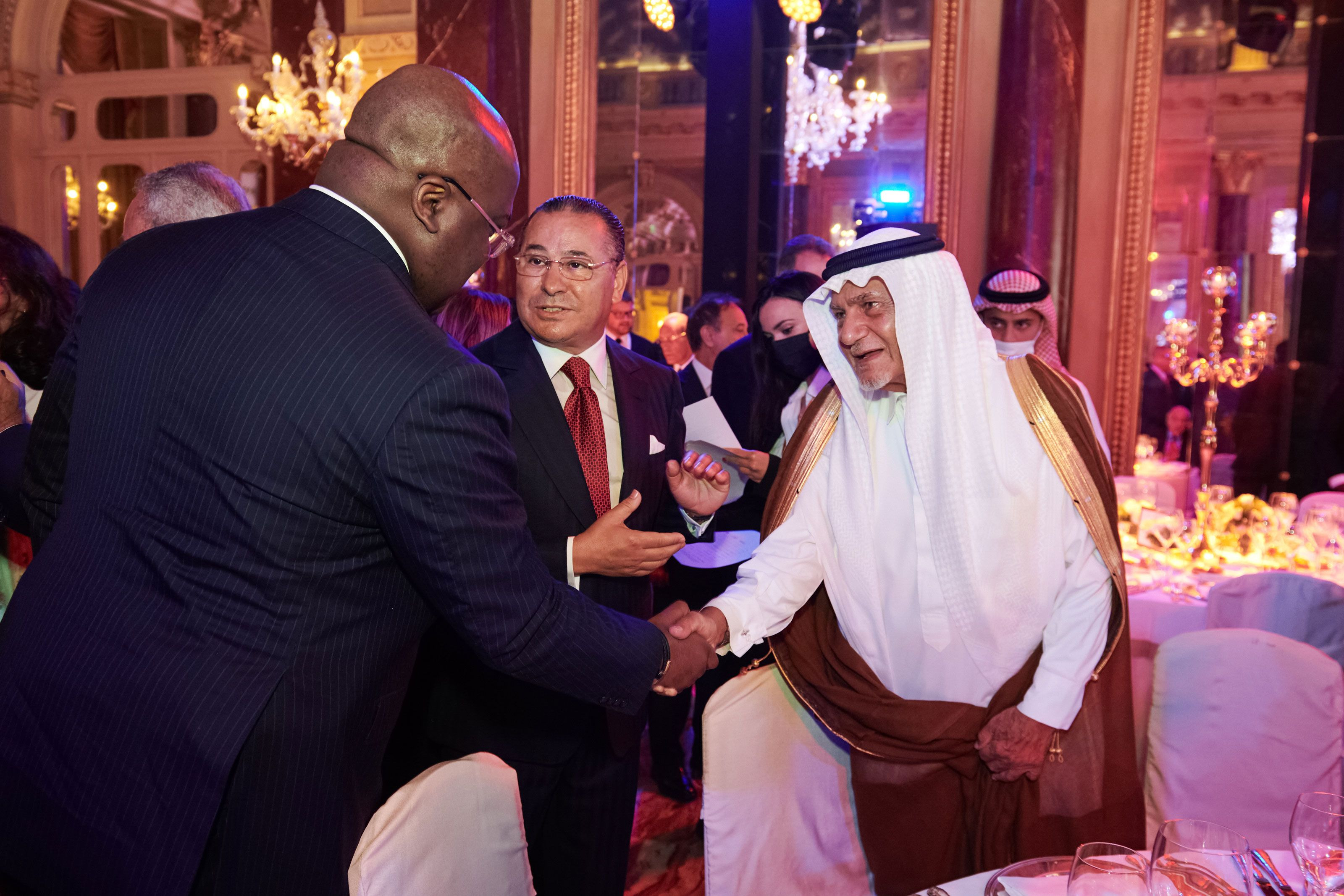Chairman Kamel Ghribi with H.E Félix Tshisekedi, President, Democratic Republic of the Congo; H.E. Turki bin Al Faisal Al Saud, Chairman, King Faisal Center for Research and Islamic Studies, Kingdom of Saudi Arabia.