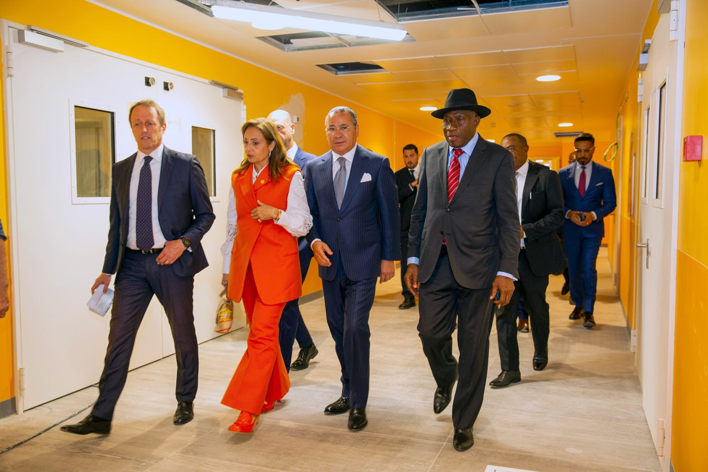 Chairman Kamel Ghribi with Angelino Alfano President of Policlinico San Donato, Italy, Amani Abou-Zeid African Union Commissioner for Infrastructure and Energy, Goodluck Ebele Jonathan Former President of the Federal Republic of Nigeria.