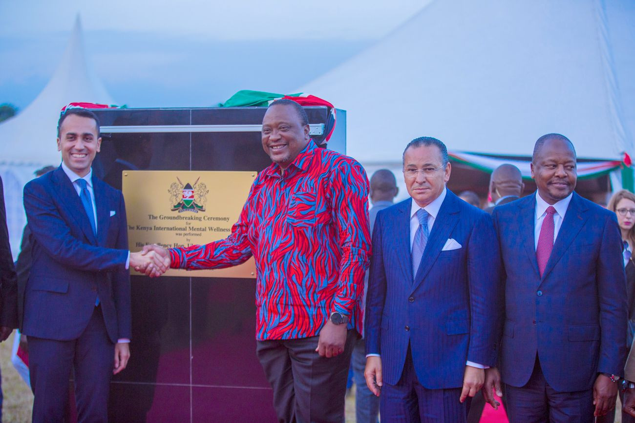 Chairman Kamel Ghribi with H.E. Uhuru Kenyatta, President of Kenya and Luigi Di Maio, Minister of Foreign Affairs and international cooperation of Italy.