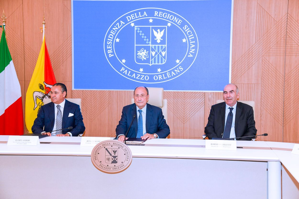Chairman Kamel Ghribi with Honourables Renato Schifani President of Regione Sicilia, Roberto Colletti, General Director of Arnas Civico.