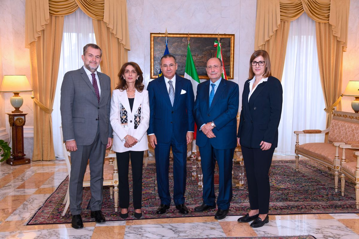 Chairman Kamel Ghribi with Honourables Renato Schifani President of Regione Sicilia, Maria Mattarella, Secretary General of Regione Sicilia.