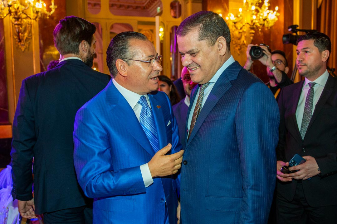 Kamel Ghribi with H.E. Abdul Hamid Al-Dbeibeh, Prime Minister Under The Gnu, State Of Libya.