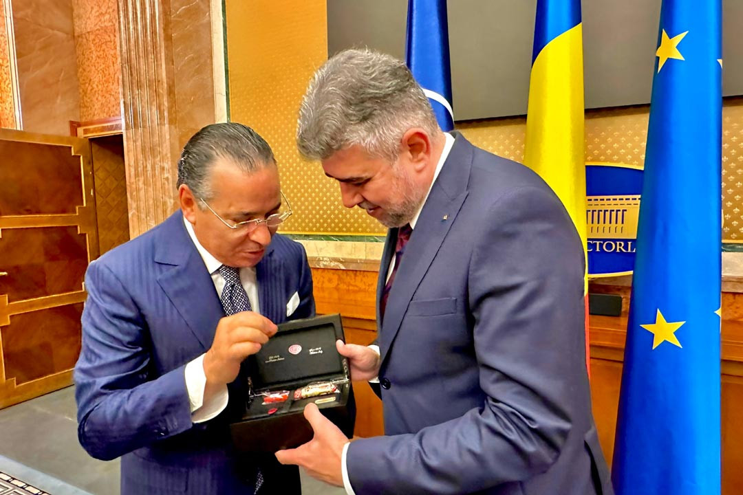 Kamel Ghribi with H.E. Marcel Ciolacu Prime Minister, Romania.