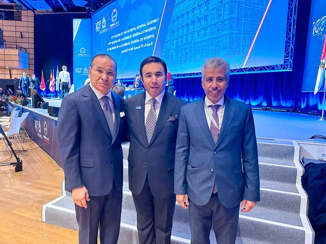 Kamel Ghribi with H.E. Ahmed Naser Al-Raisi President of Interpol and Mohamed Bin Ali Koman, Secretary-General of the Arab Interior Ministers Council.