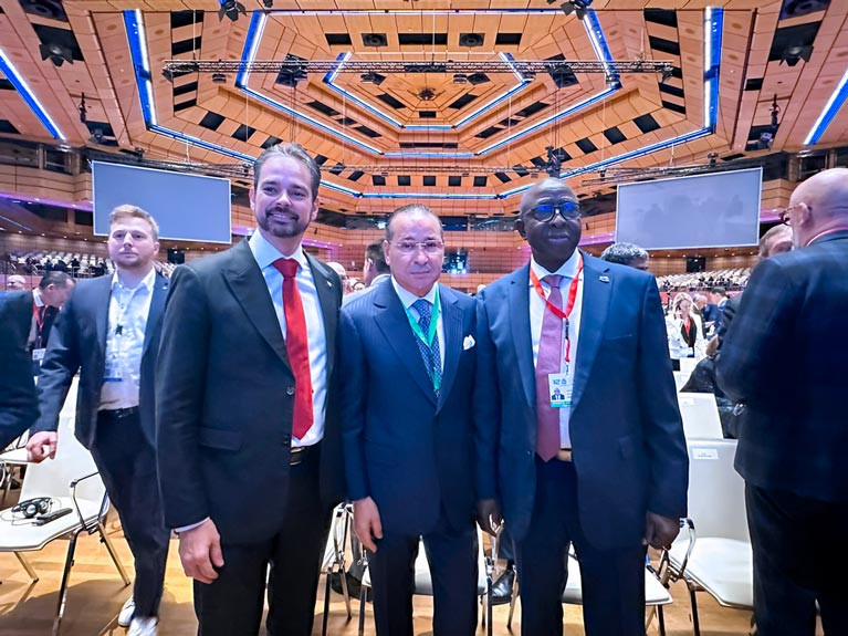 Kamel Ghribi with Valdecy Urquiza, Interpol Vice President of the Americas and Garba Baba Umar Interpol Vice President of Africa.