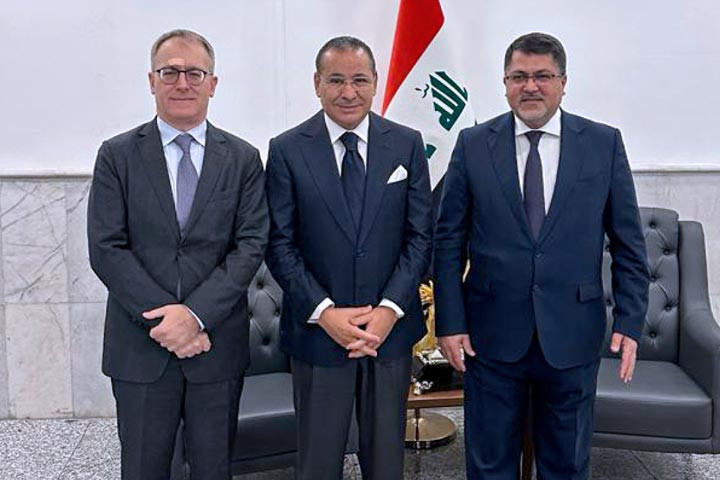 Kamel Ghribi with H.E. Maurizio Greganti, Italian Ambassador to Iraq and Dr. Haied M Mekkiyah, Member of the Council of Ministers and Chairman of the National Investment Commission in Iraq.