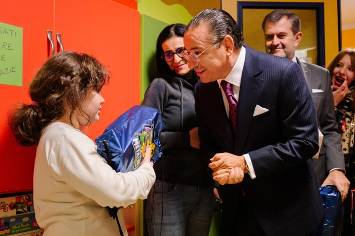 The Christmas tree lighting ceremony at the San Raffaele Hospital.