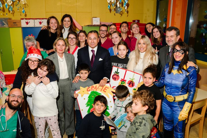 The Christmas tree lighting ceremony at the San Raffaele Hospital.