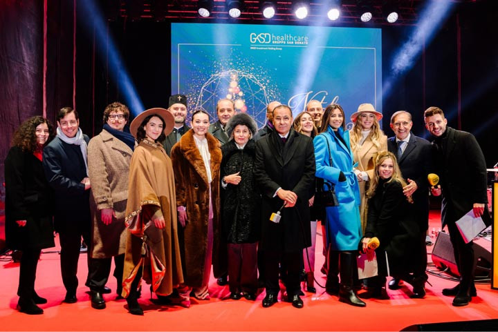 The Christmas tree lighting ceremony at the San Raffaele Hospital.