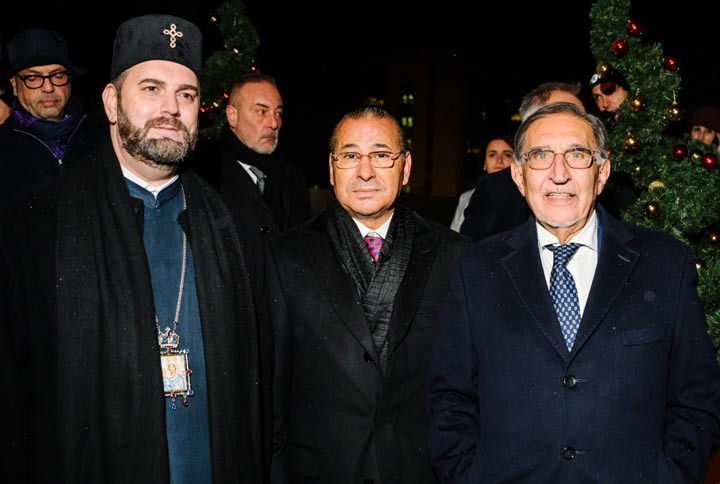 The Christmas tree lighting ceremony at the San Raffaele Hospital.