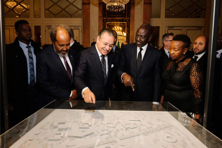 Chairman Kamel Ghribi with H.E. William Samoei Ruto President of Kenya and H.E. Hassan Sheikh Mohamud President of Somalia.