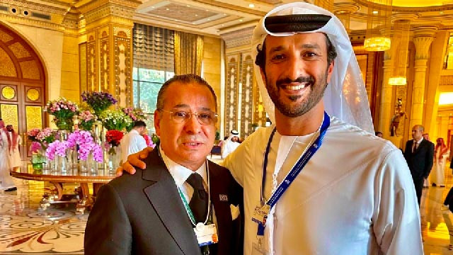 Kamel Ghribi with H.E. Abdulla bin Touq Al Marri, Minister of the Economy of UAE.