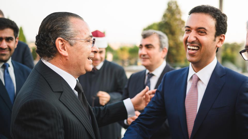 Kamel Ghribi with H.E. Khalid bin Youssef Al-Sada, Ambassador of the State of Qatar to Italy.