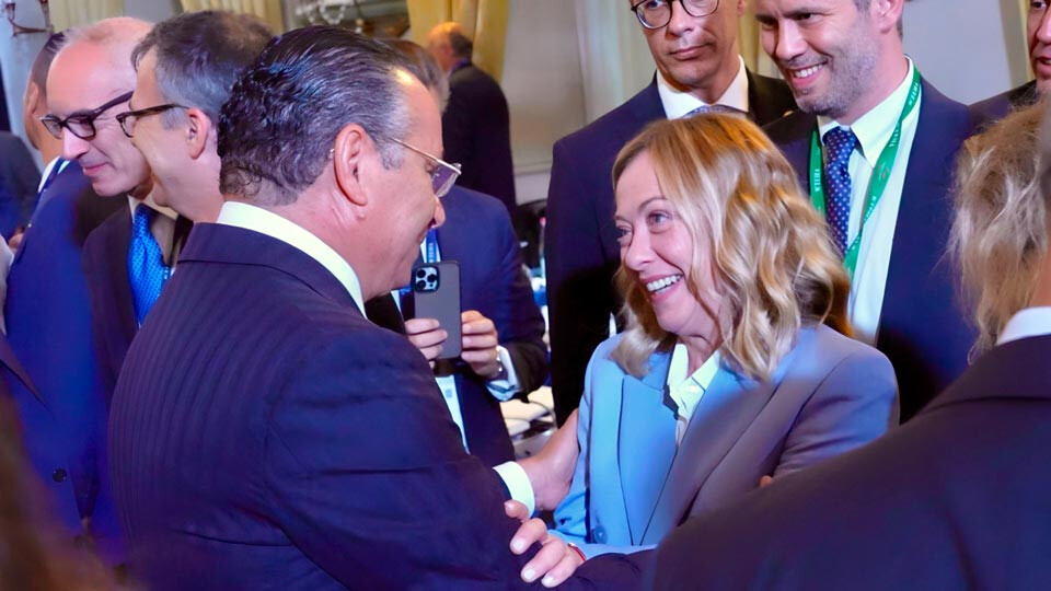 Kamel Ghribi with Giorgia Meloni, Prime Minister of Italy.