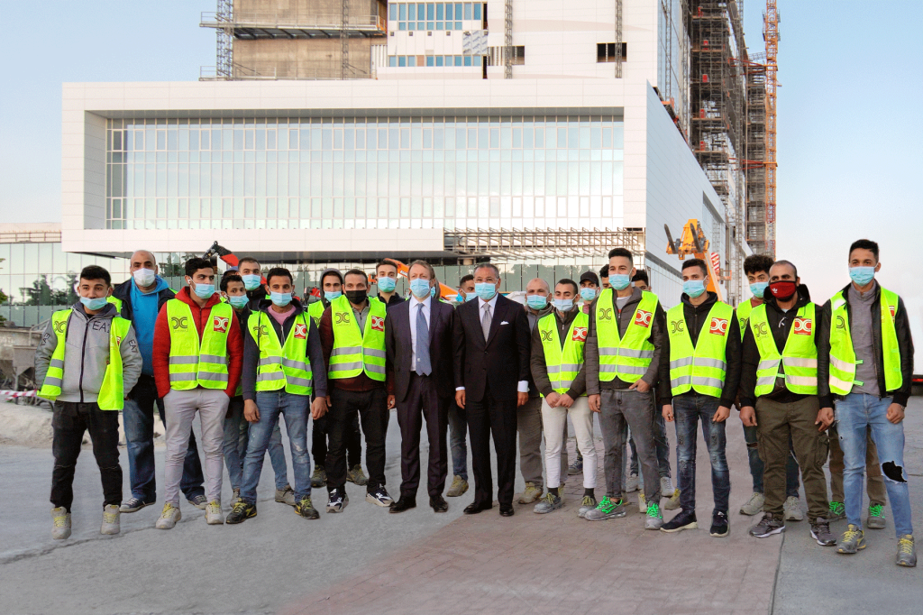 Dinner with the workers of the new Galeazzi Hospital