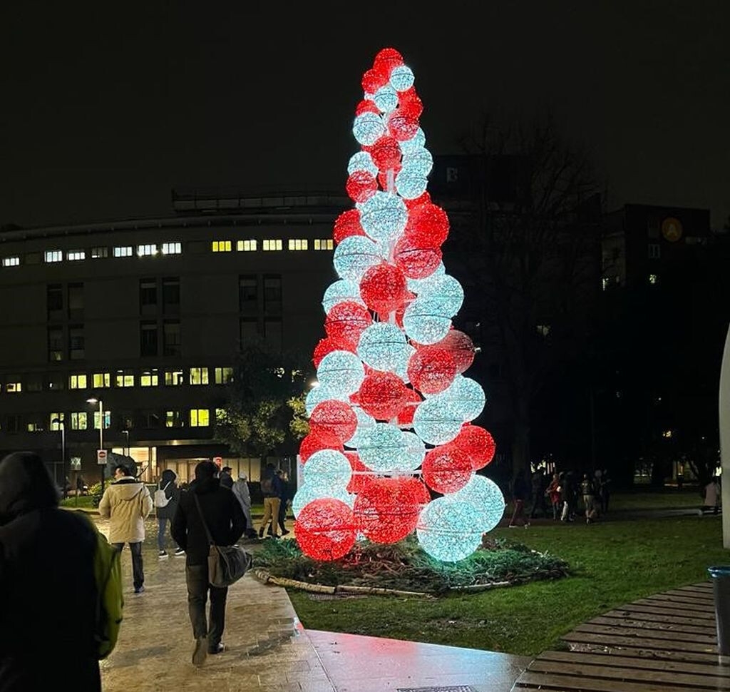 Acceso l’albero di Natale dell’ospedale San Raffaele di Milano
