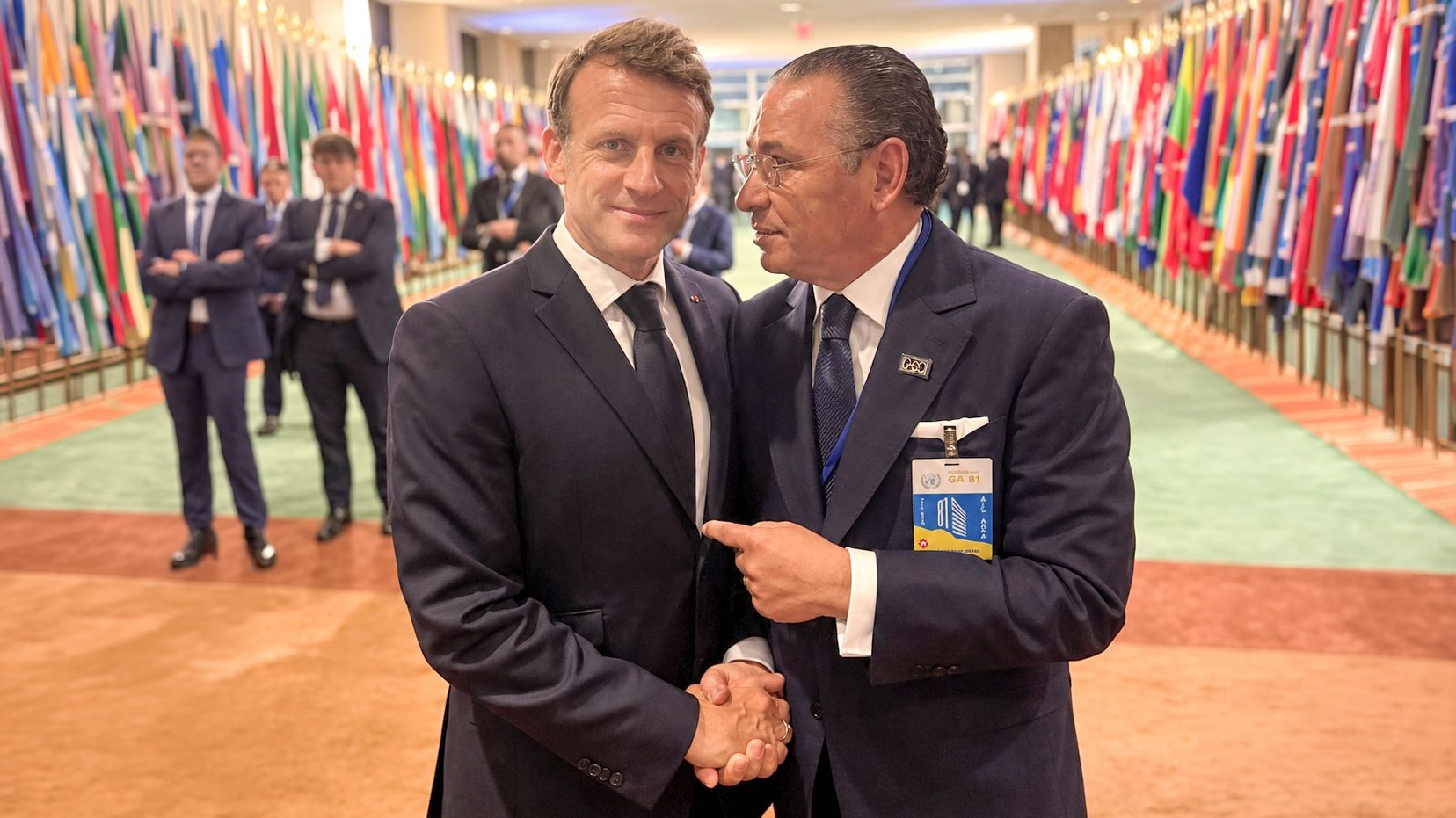 <p>Kamel Ghribi with Emmanuel Macron President of France</p>