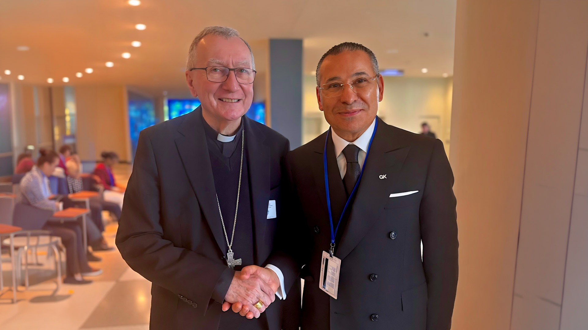 <p>Kamel Ghribi with His Eminence Pietro Parolin Cardinal Secretary of State</p>