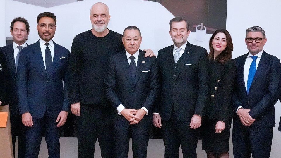 Kamel Ghribi with Edi Rama, Prime Minister of Albania.