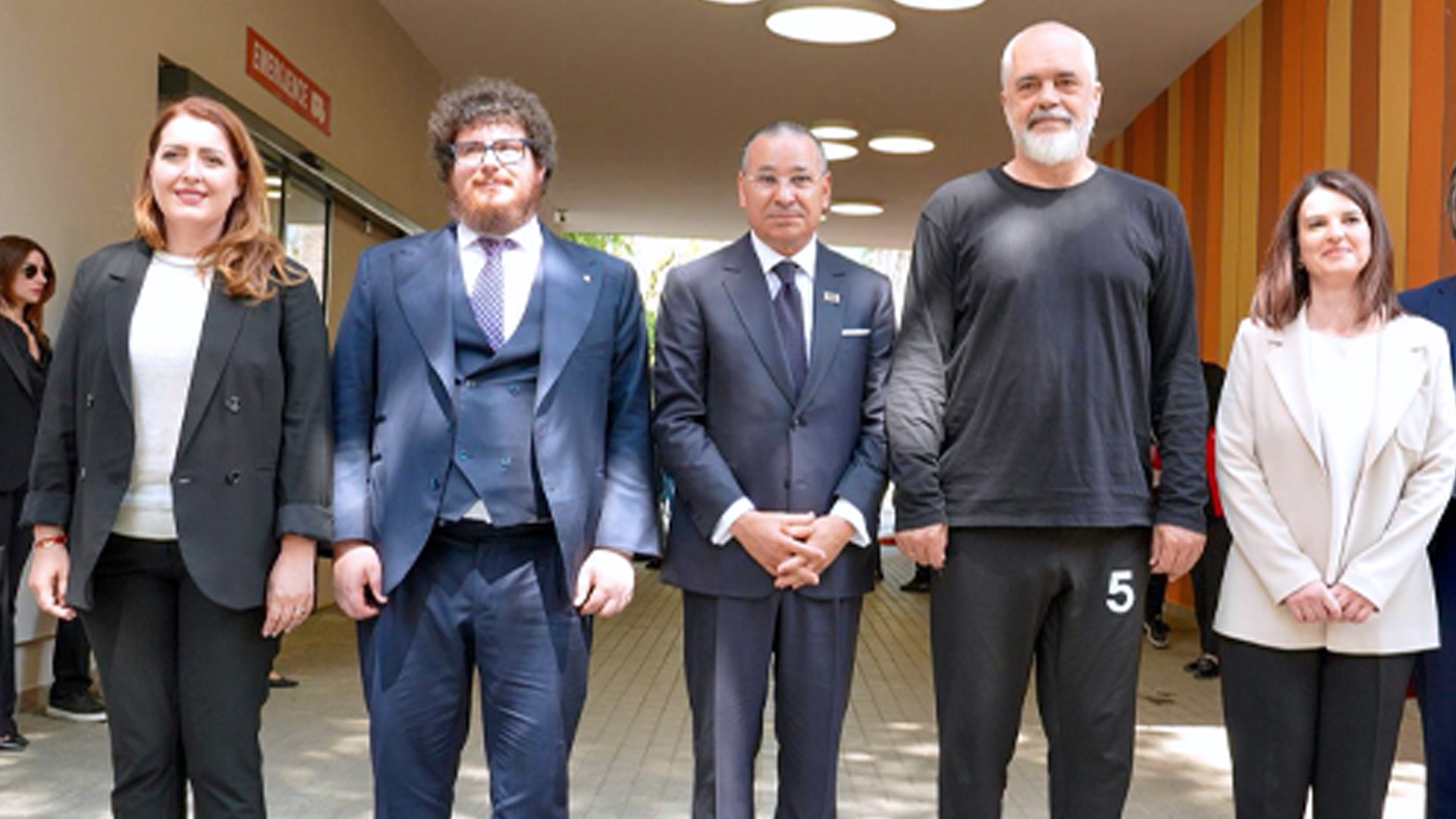 Kamel Ghribi with Edi Rama, Prime Minister of Albania, Albana Koçiu, Health Minister of Albania and Ogerta Manastirliu, Minister of Education and Sports, Albania.