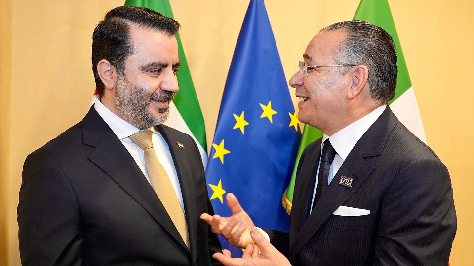 Kamel Ghribi with Asaad al-Shaibani, Foreign Minister of Syria.