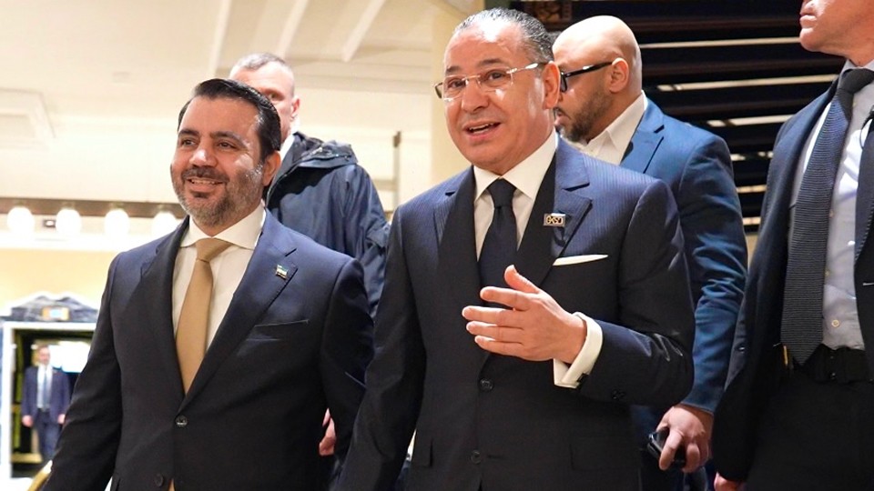 Kamel Ghribi with Asaad al-Shaibani, Foreign Minister of Syria.