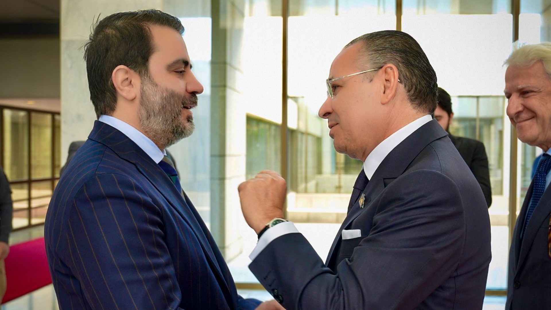 Kamel Ghribi with Asaad Hassan al-Shaibani, Minister of Foreign Affairs and Expatriates of Syria.