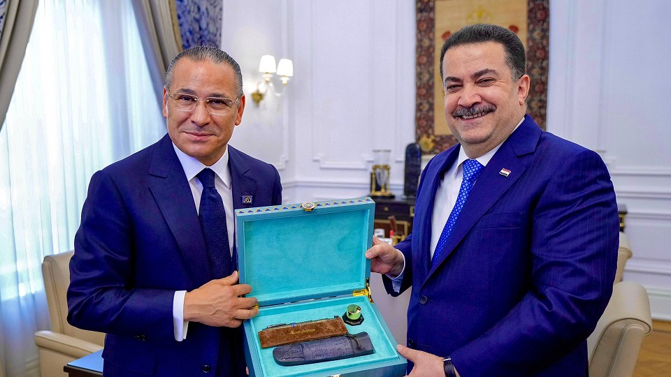Kamel Ghribi with Mohammed Shia' Al Sudani, Prime Minister of Iraq.