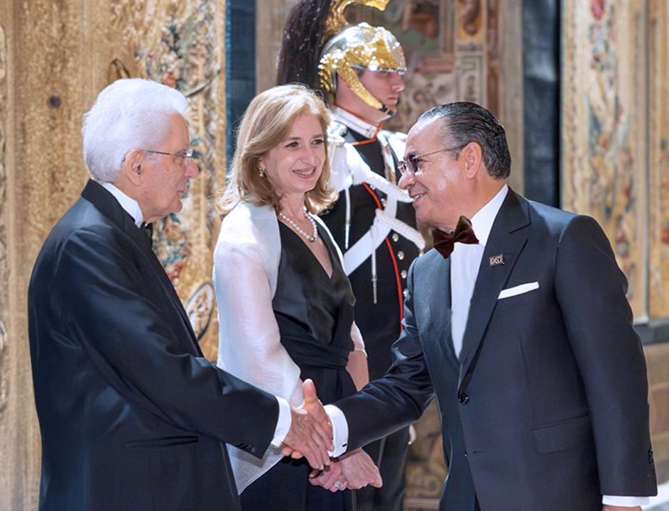 Kamel Ghribi with Sergio Mattarella, President of the Republic of Italy.