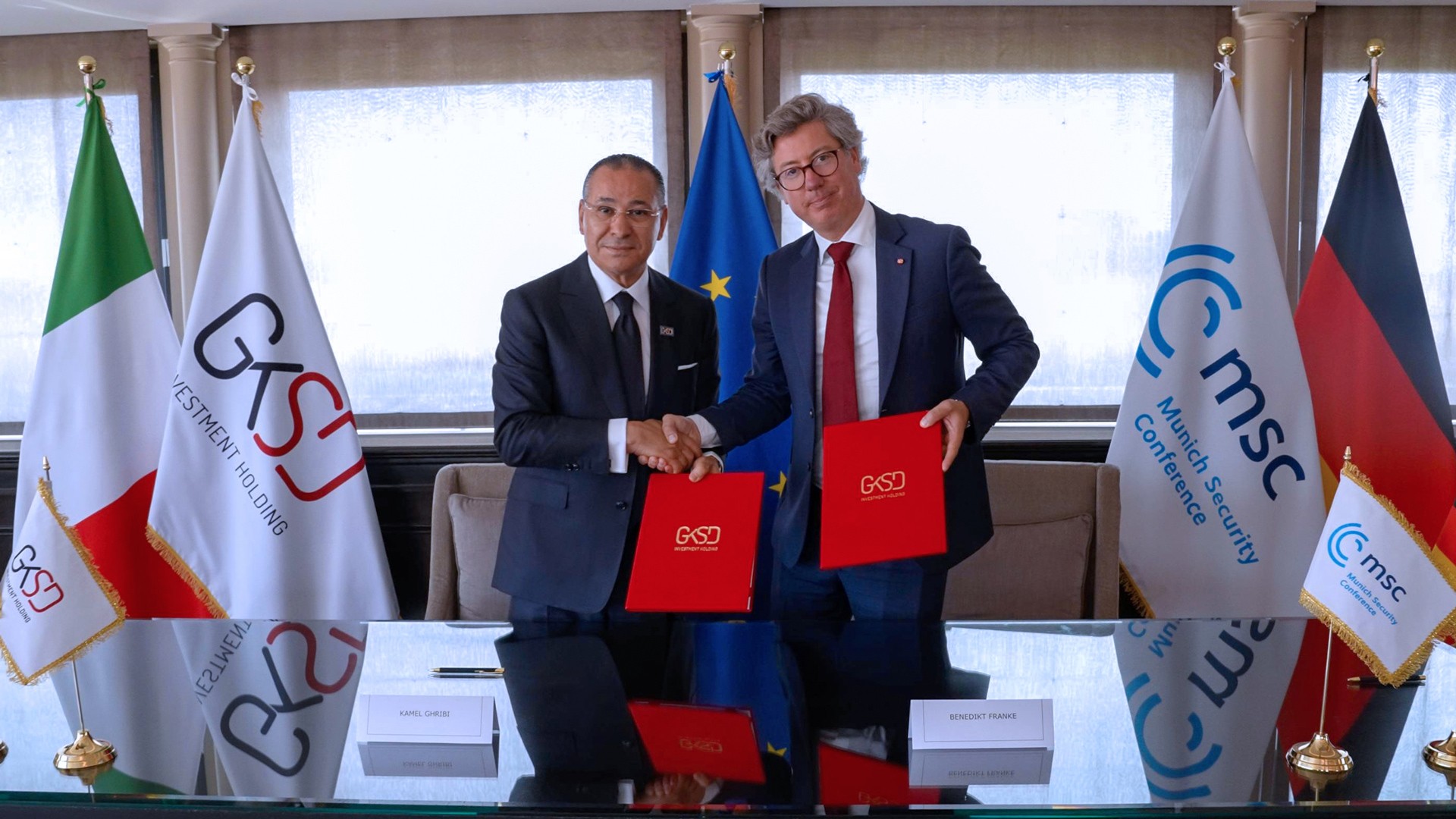 Kamel Ghribi with Dr. Benedikt Franke, Chief Executive Officer & Vice-Chairman MSC (Munich Security Conference).